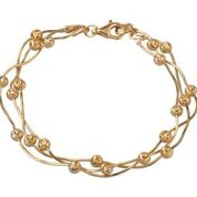 Pulsera Tres Cadenas c/bolitas Dorada